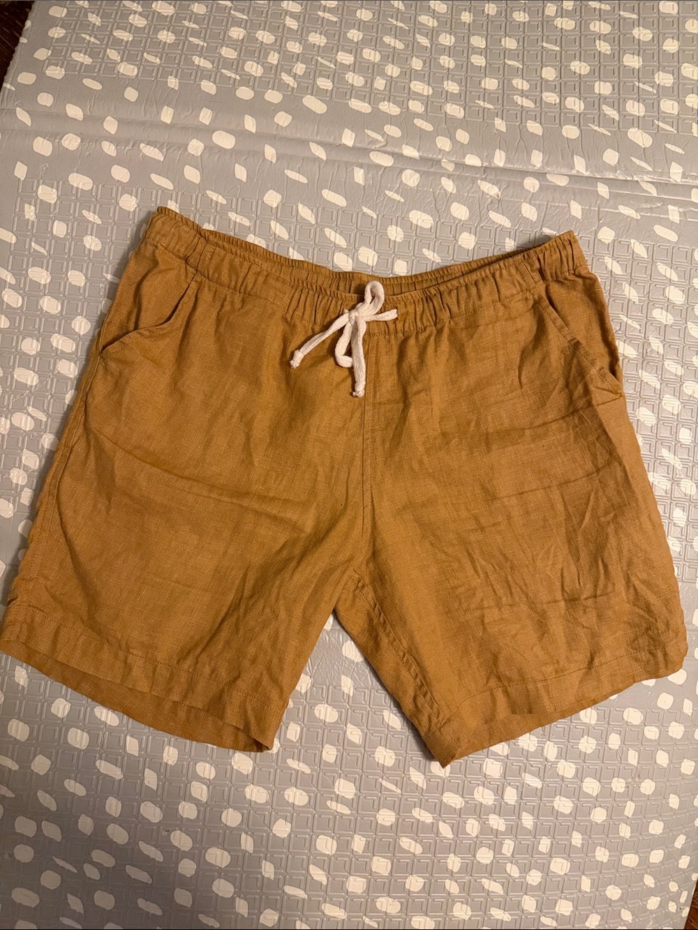 Alex Crane Men's Casual Drawstring Linen Shorts - Dark Tan